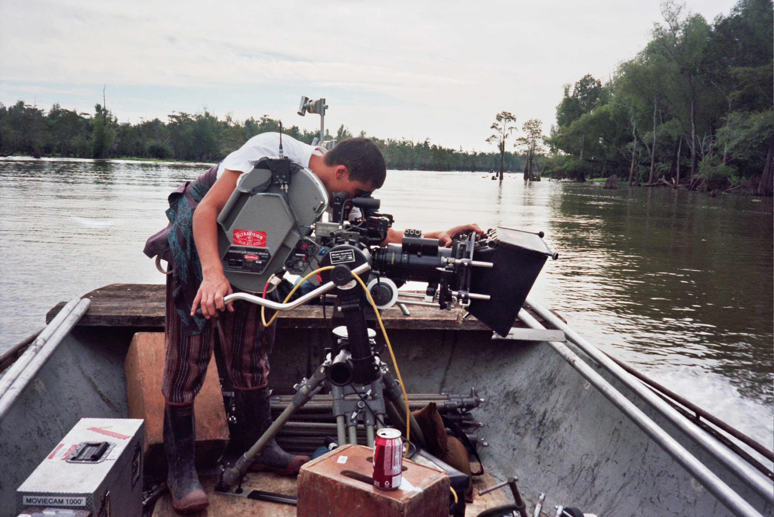 Ehab on set on a boat